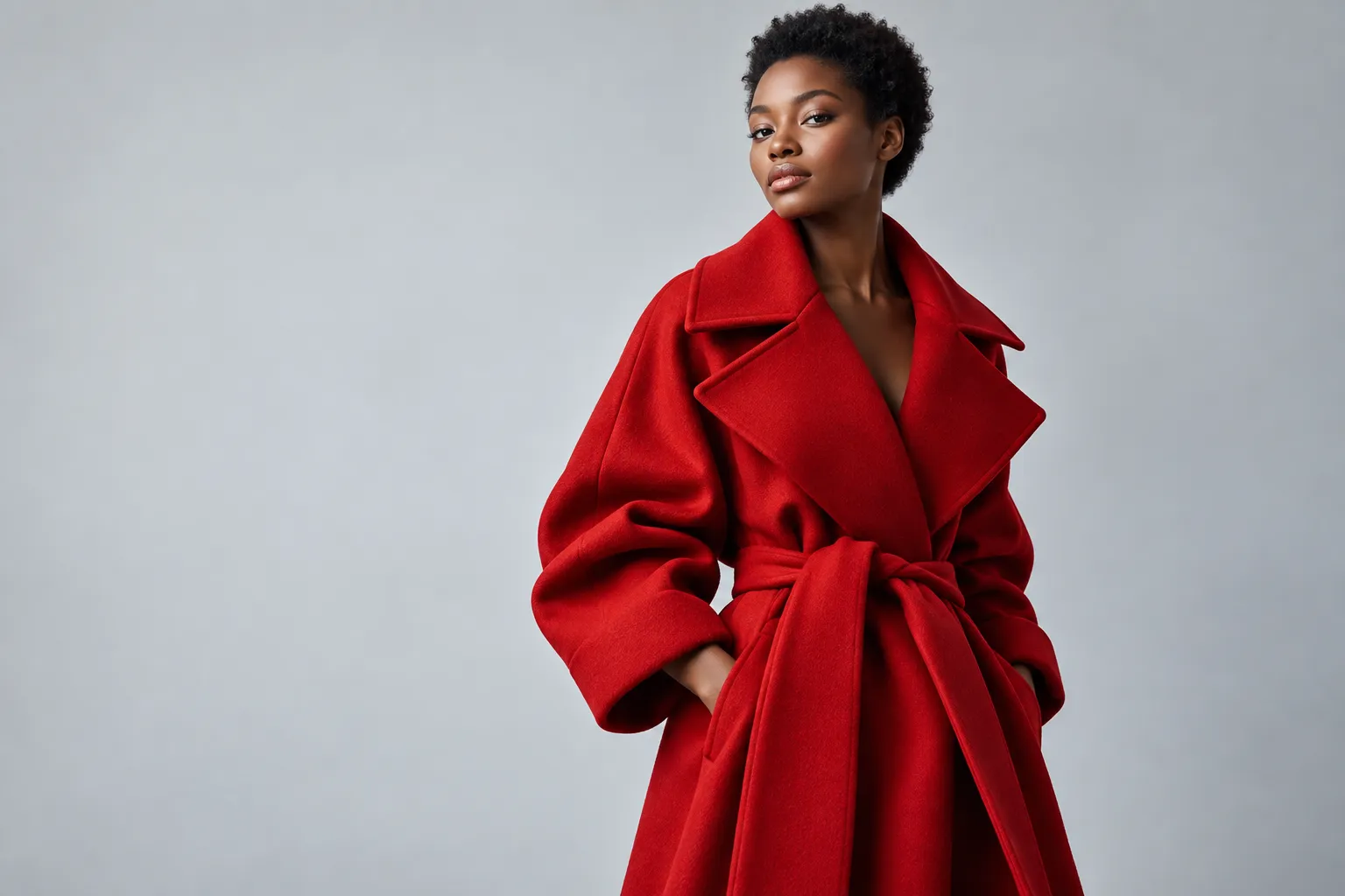 A red-coat editorial portrait, one of the source images used in the Rasterloom demo.